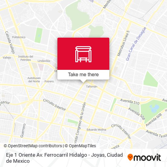 Eje 1 Oriente Av. Ferrocarril Hidalgo - Joyas map