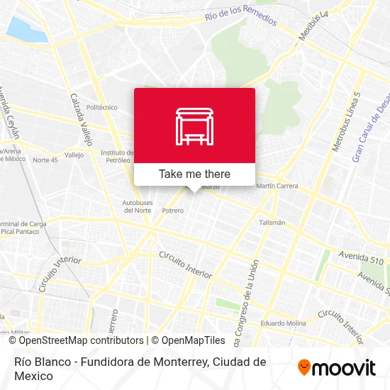 Río Blanco - Fundidora de Monterrey map