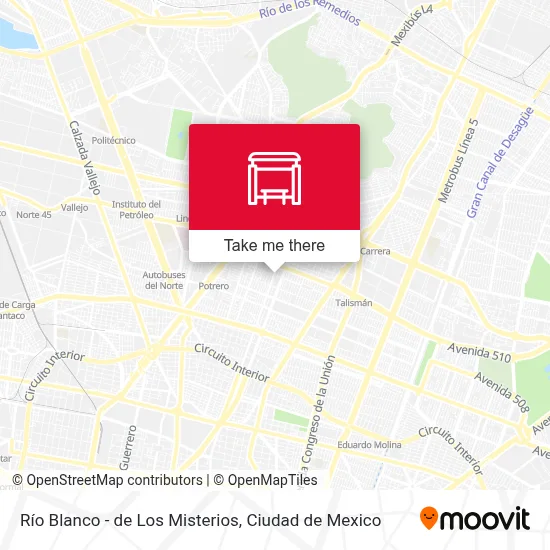 Río Blanco - de Los Misterios map