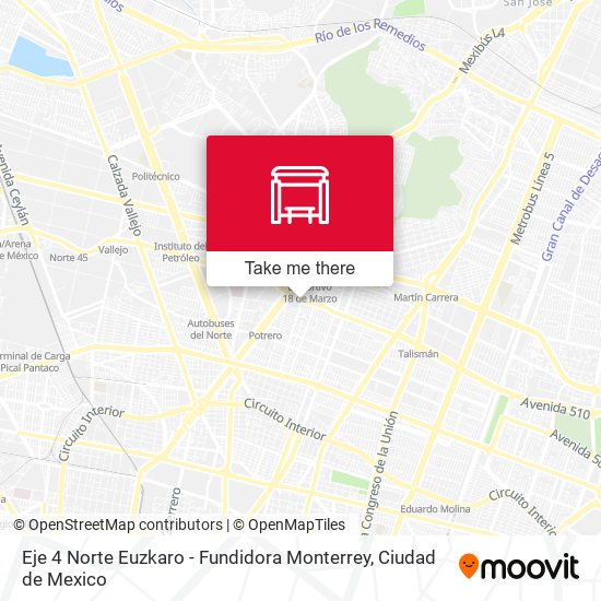 Eje 4 Norte Euzkaro - Fundidora Monterrey map
