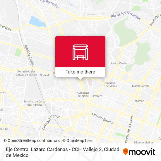 Eje Central Lázaro Cardenas - CCH Vallejo 2 map