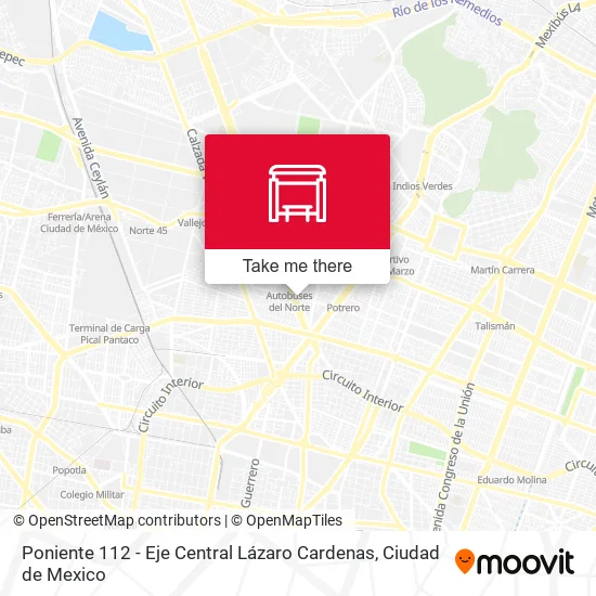 Poniente 112 - Eje Central Lázaro Cardenas map