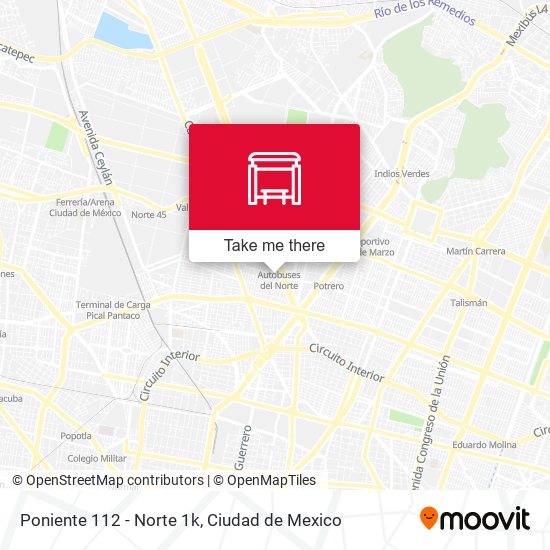 Poniente 112 - Norte 1k map