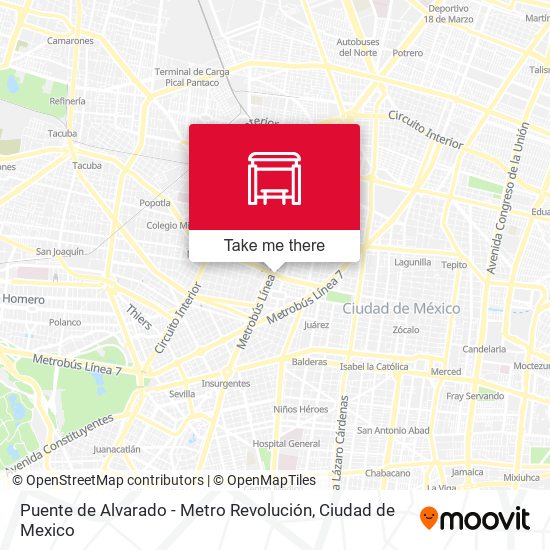 Mapa de Puente de Alvarado - Metro Revolución