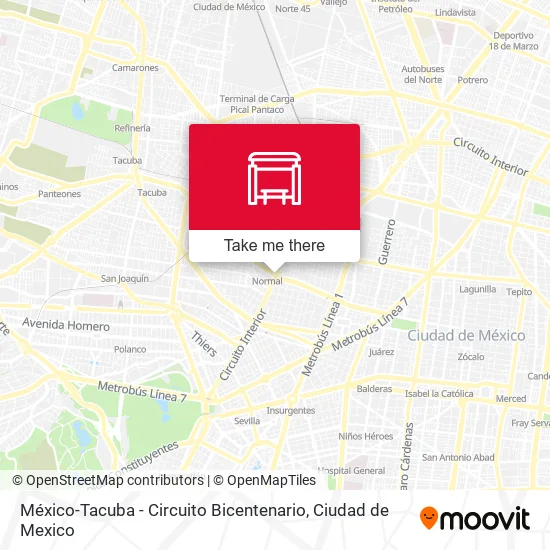 Mapa de México-Tacuba - Circuito Bicentenario