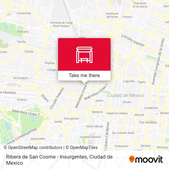 Ribera de San Cosme - Insurgentes map