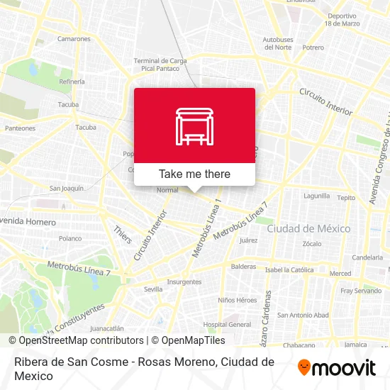 Ribera de San Cosme - Rosas Moreno map