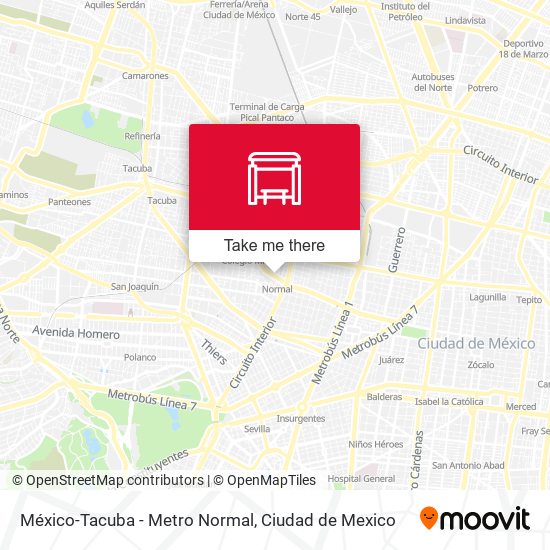 México-Tacuba - Metro Normal map