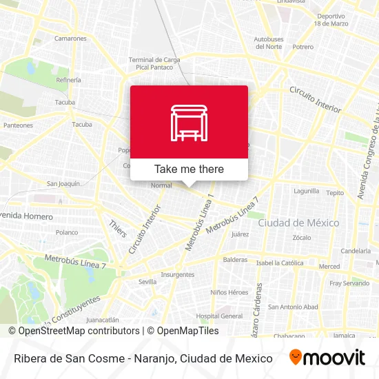 Ribera de San Cosme - Naranjo map