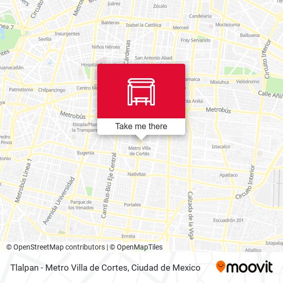 Tlalpan - Metro Villa de Cortes map