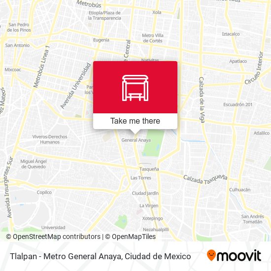 Tlalpan - Metro General Anaya map