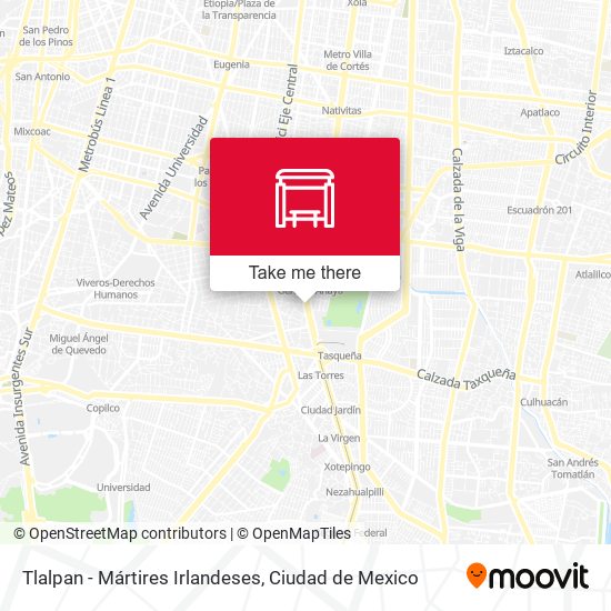 Tlalpan - Mártires Irlandeses map