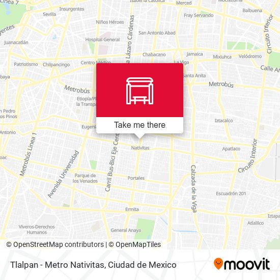 Tlalpan - Metro Nativitas map