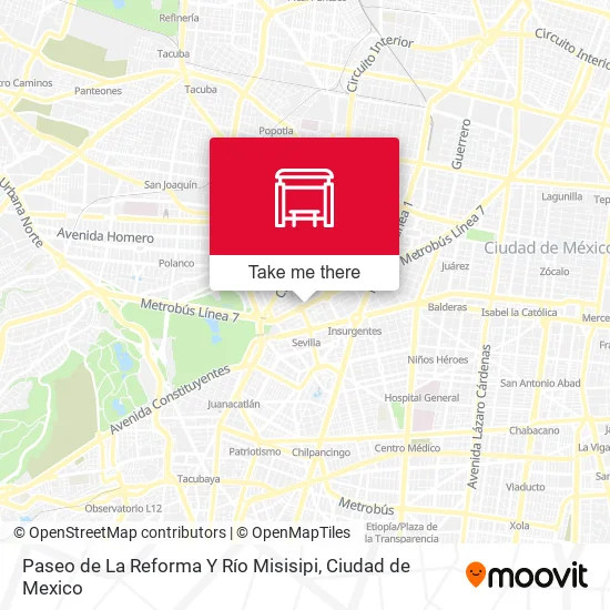 Paseo de La Reforma Y Río Misisipi map