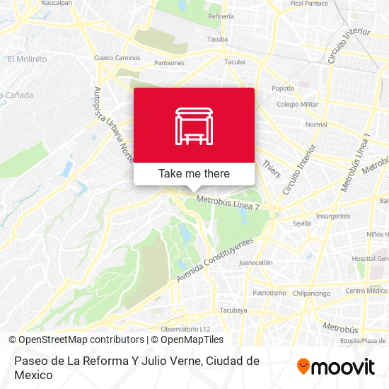 Paseo de La Reforma Y Julio Verne map