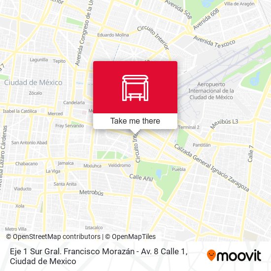 Mapa de Eje 1 Sur Gral. Francisco Morazán - Av. 8 Calle 1
