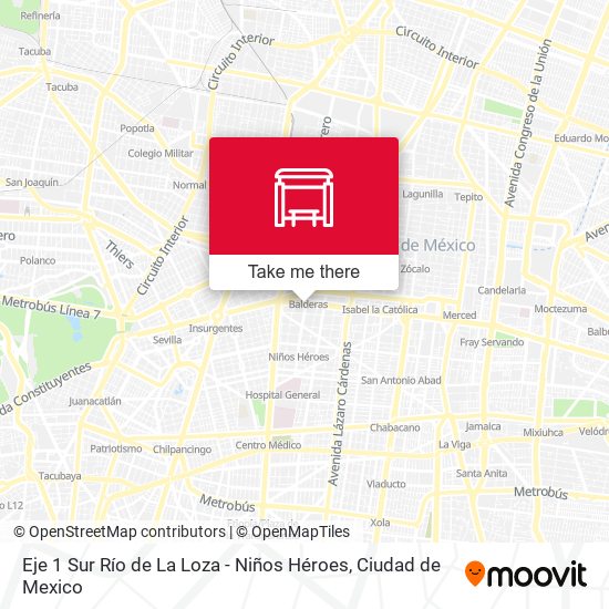 Eje 1 Sur Río de La Loza - Niños Héroes map