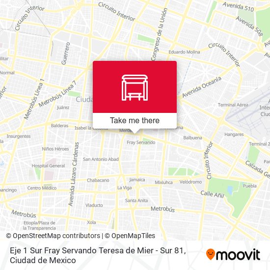 Eje 1 Sur Fray Servando Teresa de Mier - Sur 81 map