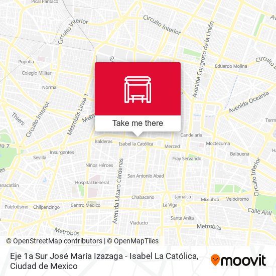 Eje 1a Sur José María Izazaga - Isabel La Católica map