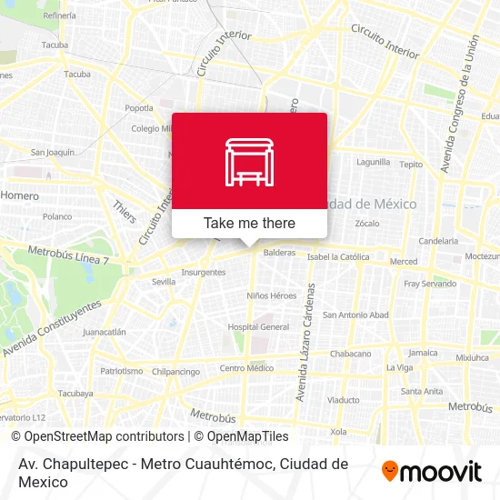Av. Chapultepec - Metro Cuauhtémoc map