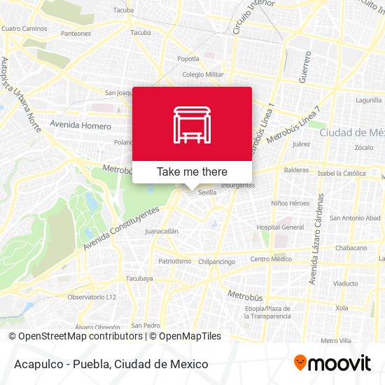 Acapulco - Puebla map