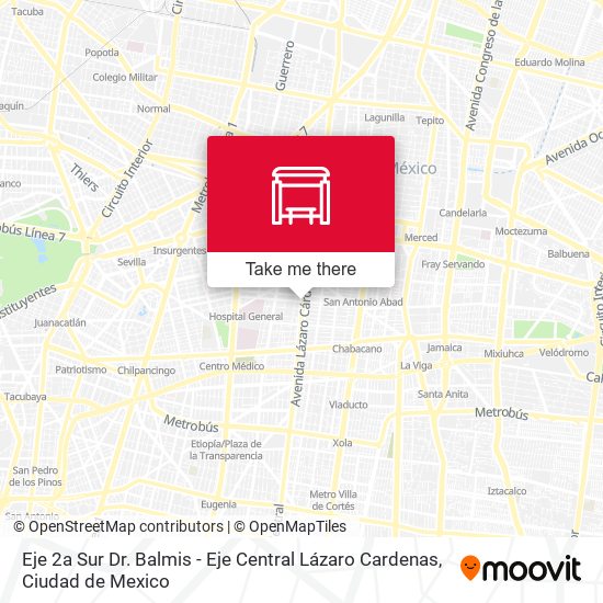 Eje 2a Sur Dr. Balmis - Eje Central Lázaro Cardenas map