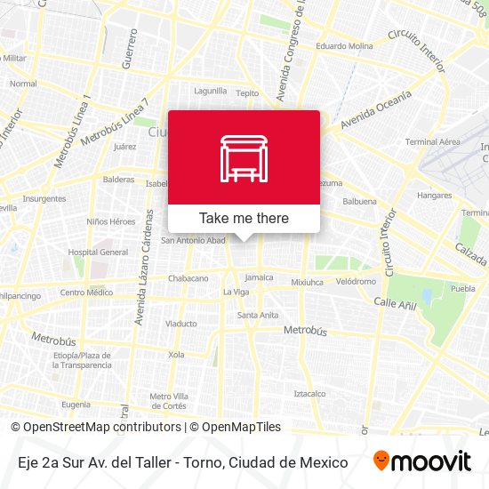 Eje 2a Sur Av. del Taller - Torno map
