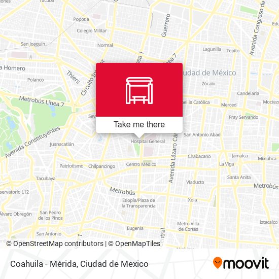 Coahuila - Mérida map