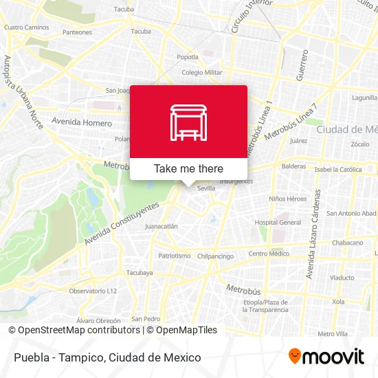 Mapa de Puebla - Tampico