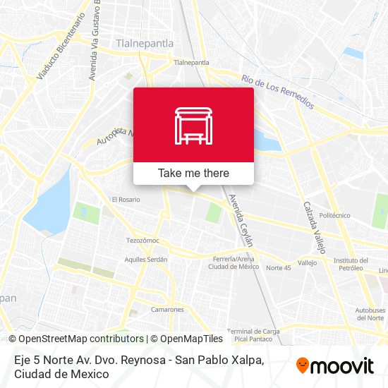 Eje 5 Norte Av. Dvo. Reynosa - San Pablo Xalpa map