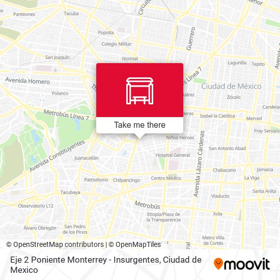 Mapa de Eje 2 Poniente Monterrey - Insurgentes