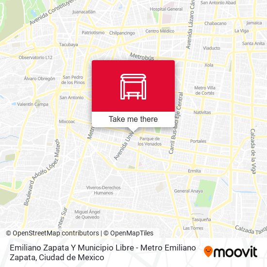 Emiliano Zapata Y Municipio Libre - Metro Emiliano Zapata map