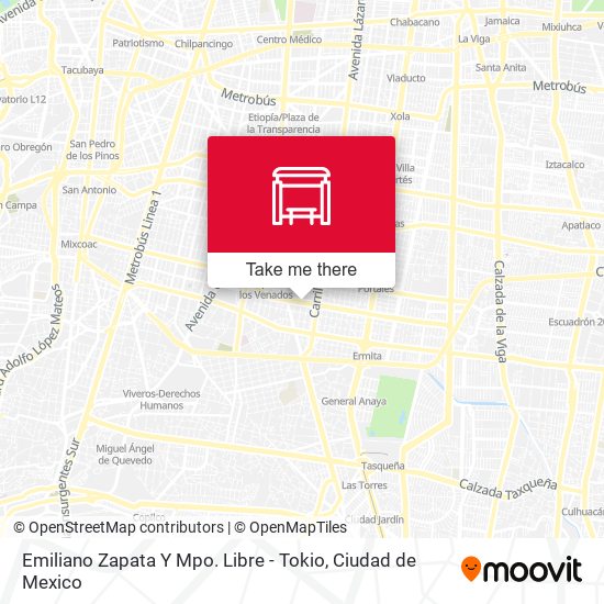 Mapa de Emiliano Zapata Y Mpo. Libre - Tokio