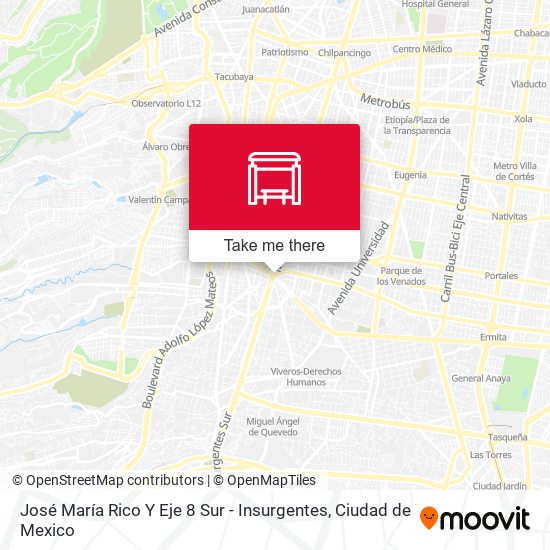 José María Rico Y Eje 8 Sur - Insurgentes map