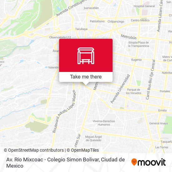 Av. Río Mixcoac - Colegio Simon Bolivar map