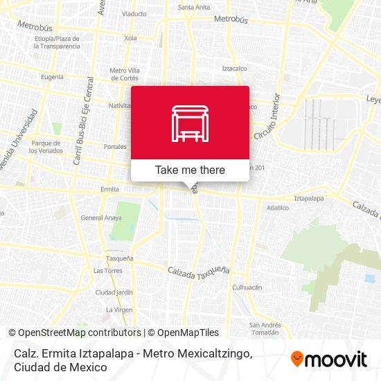 Calz. Ermita Iztapalapa  - Metro Mexicaltzingo map