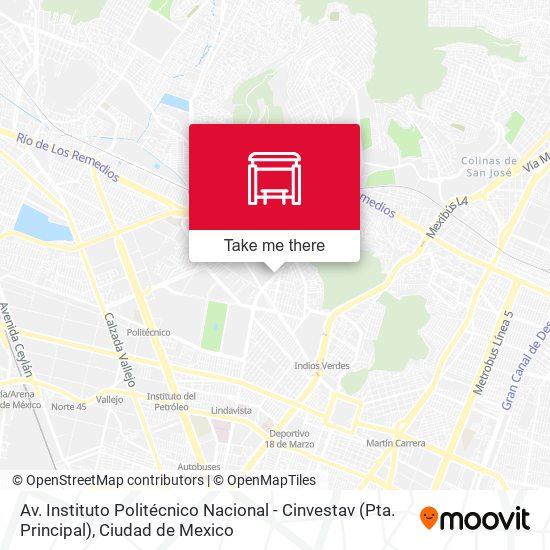 Av. Instituto Politécnico Nacional - Cinvestav (Pta. Principal) map