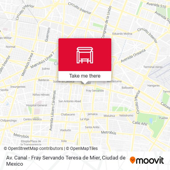 Av. Canal - Fray Servando Teresa de Mier map