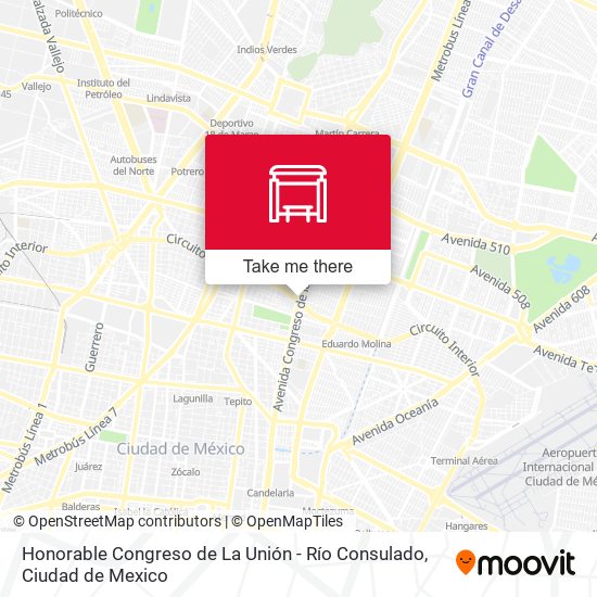 Honorable Congreso de La Unión - Río Consulado map