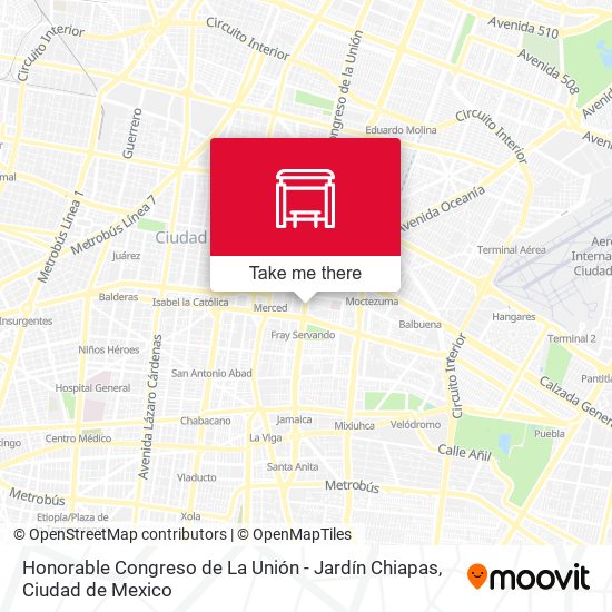 Honorable Congreso de La Unión - Jardín Chiapas map