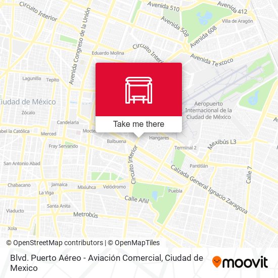 Blvd. Puerto Aéreo - Aviación Comercial map