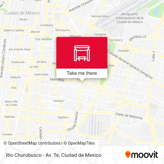 Río Churubusco - Av. Te map