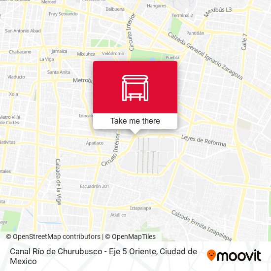 Canal Río de Churubusco - Eje 5 Oriente map
