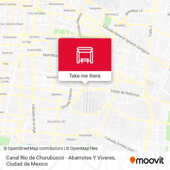 Canal Río de Churubusco - Abarrotes Y Viveres map