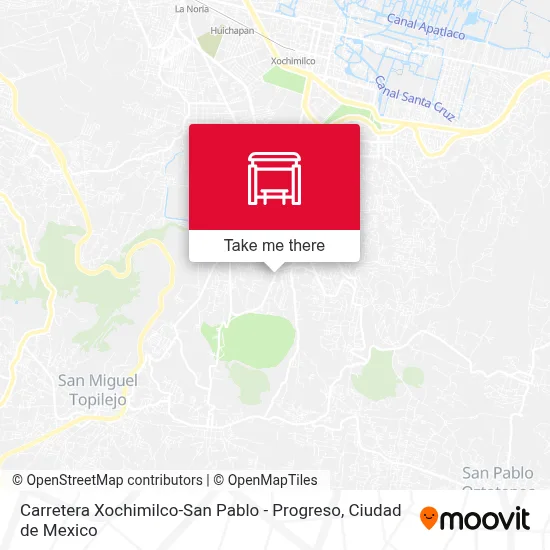 Carretera Xochimilco-San Pablo - Progreso map