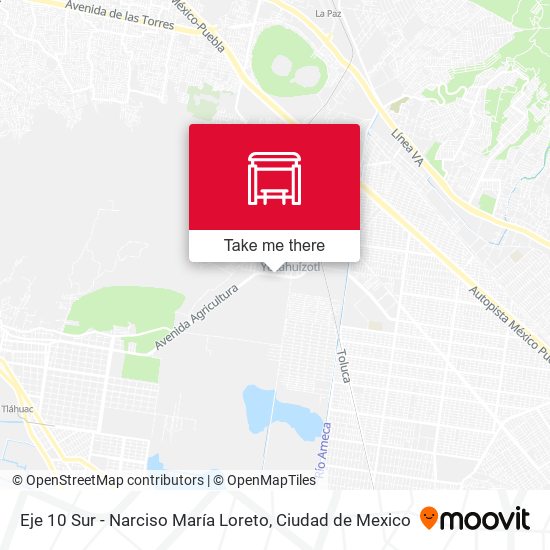 Eje 10 Sur - Narciso María Loreto map
