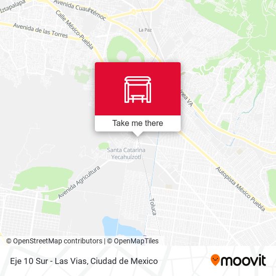 Eje 10 Sur - Las Vias map