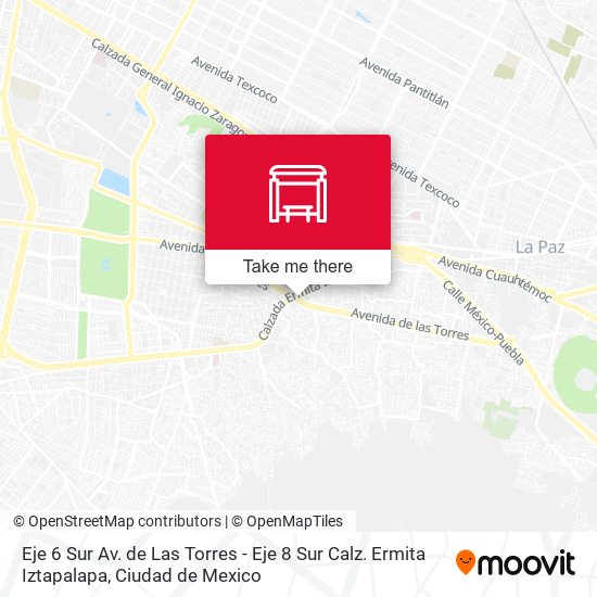 Eje 6 Sur Av. de Las Torres - Eje 8 Sur Calz. Ermita Iztapalapa map