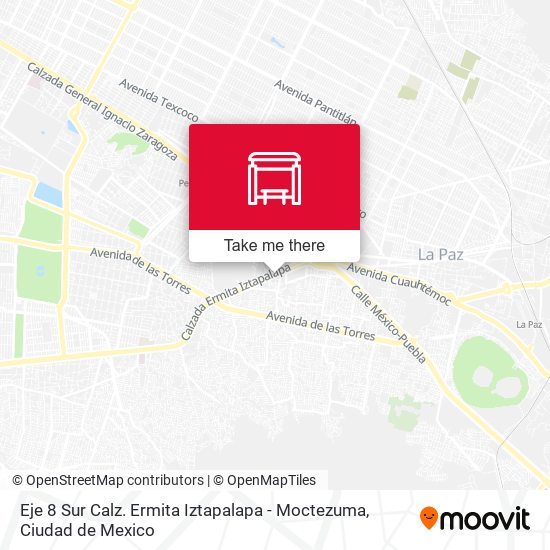Eje 8 Sur Calz. Ermita Iztapalapa - Moctezuma map