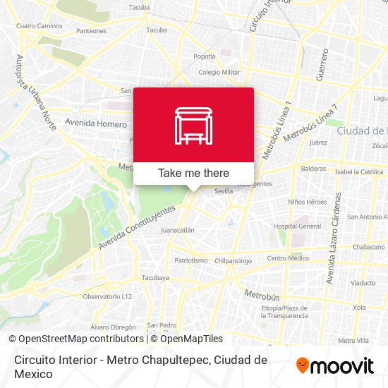 Mapa de Circuito Interior - Metro Chapultepec